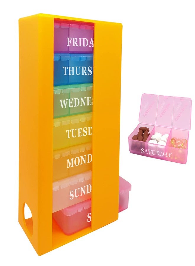 INVODA Pill Box 3 Times a Day Daily Pocket Pill Container Portable Travel Weekly Pill Organizer Stackable Pill Case for Vitamin, Fish Oils, Medication, Supplement - Image 1